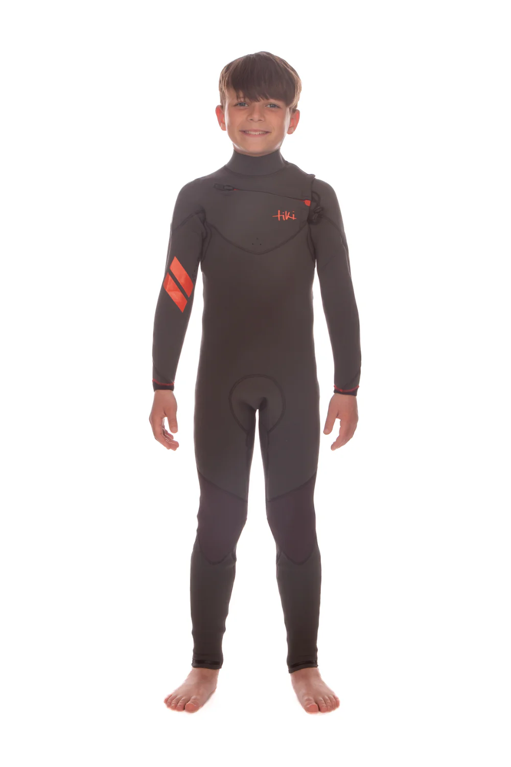 Tiki Zepha 4/3mm Junior Wetsuit Chest Zip Charcoal - Image 2