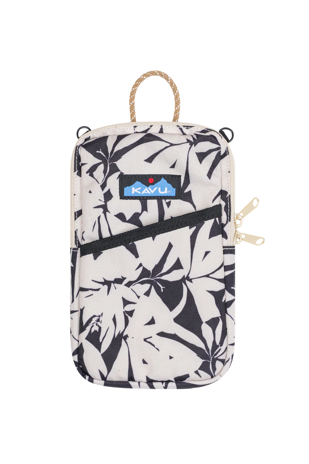 Kavu Essential Case Crossbody Bag Black/White Fronds - Image 3