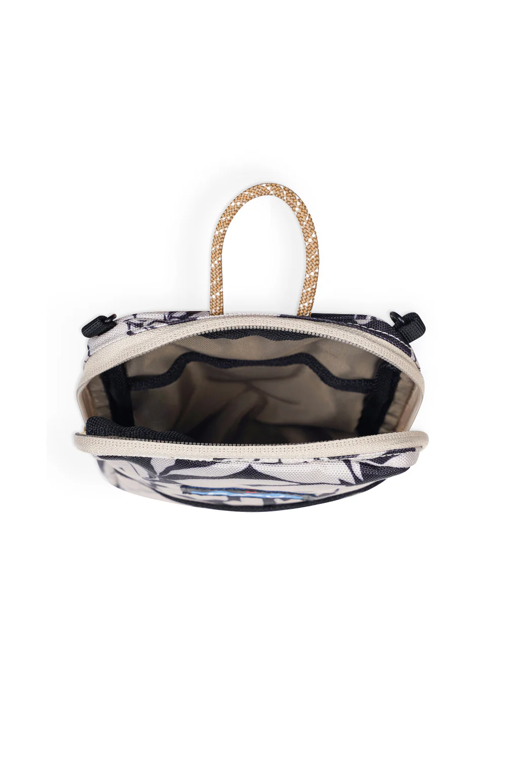 Kavu Essential Case Crossbody Bag Black/White Fronds - Image 4
