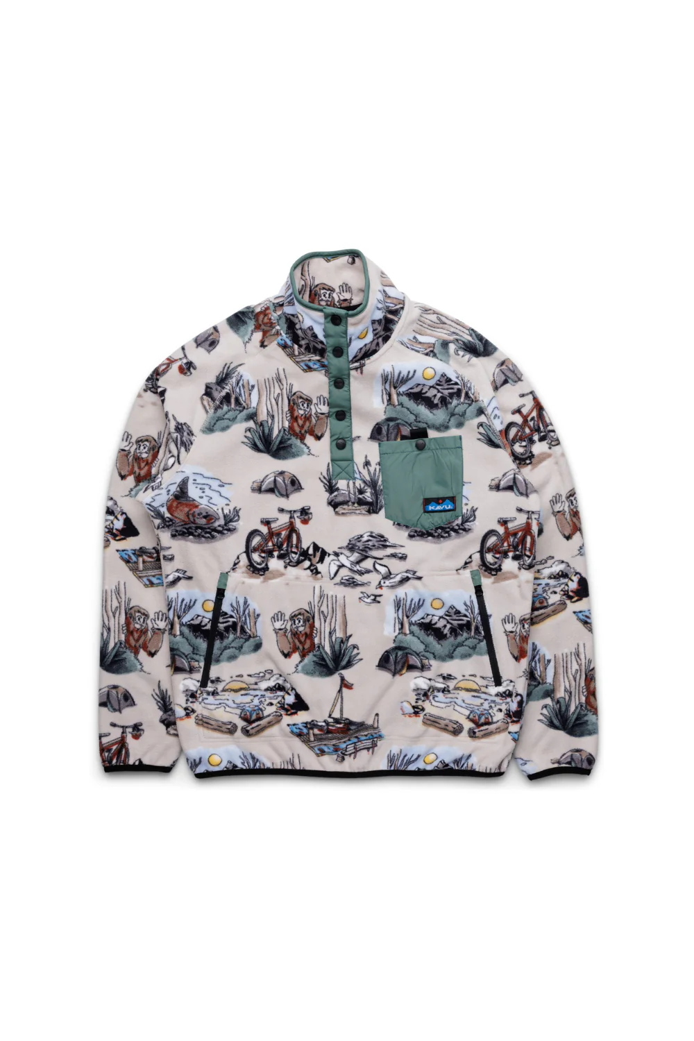 Kavu Teannaway Mens Polar Fleece Snap Pullover Places To Be - Image 3