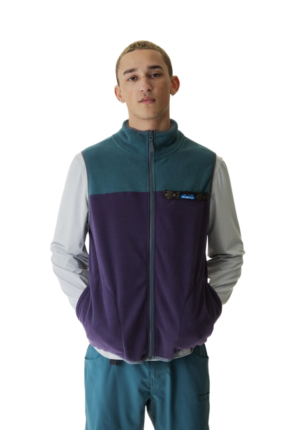 Kavu West Mens Fleece Vest Purple Kale