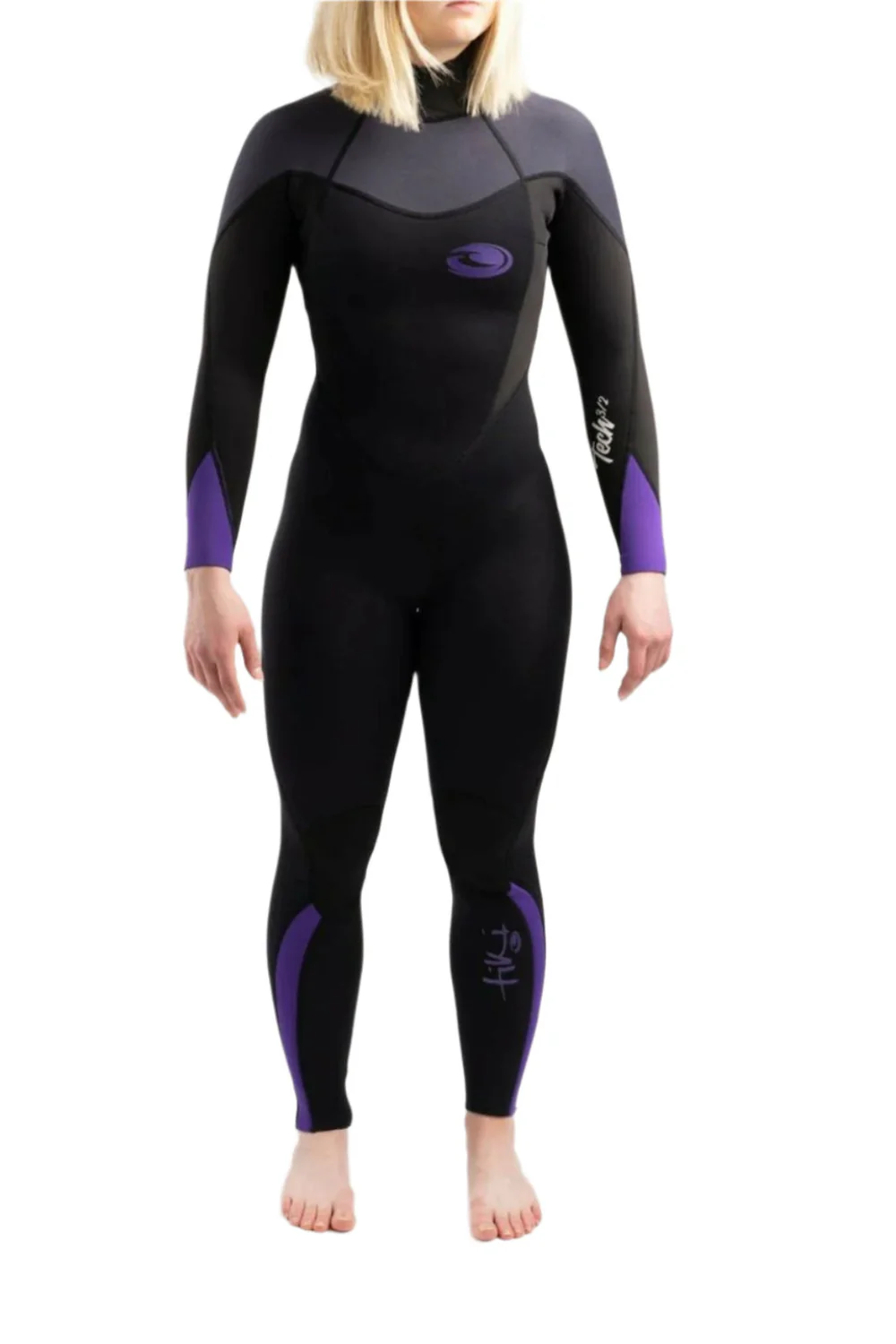 Tiki Tech 3/2mm Womens Wetsuit Back Zip Black/Purple