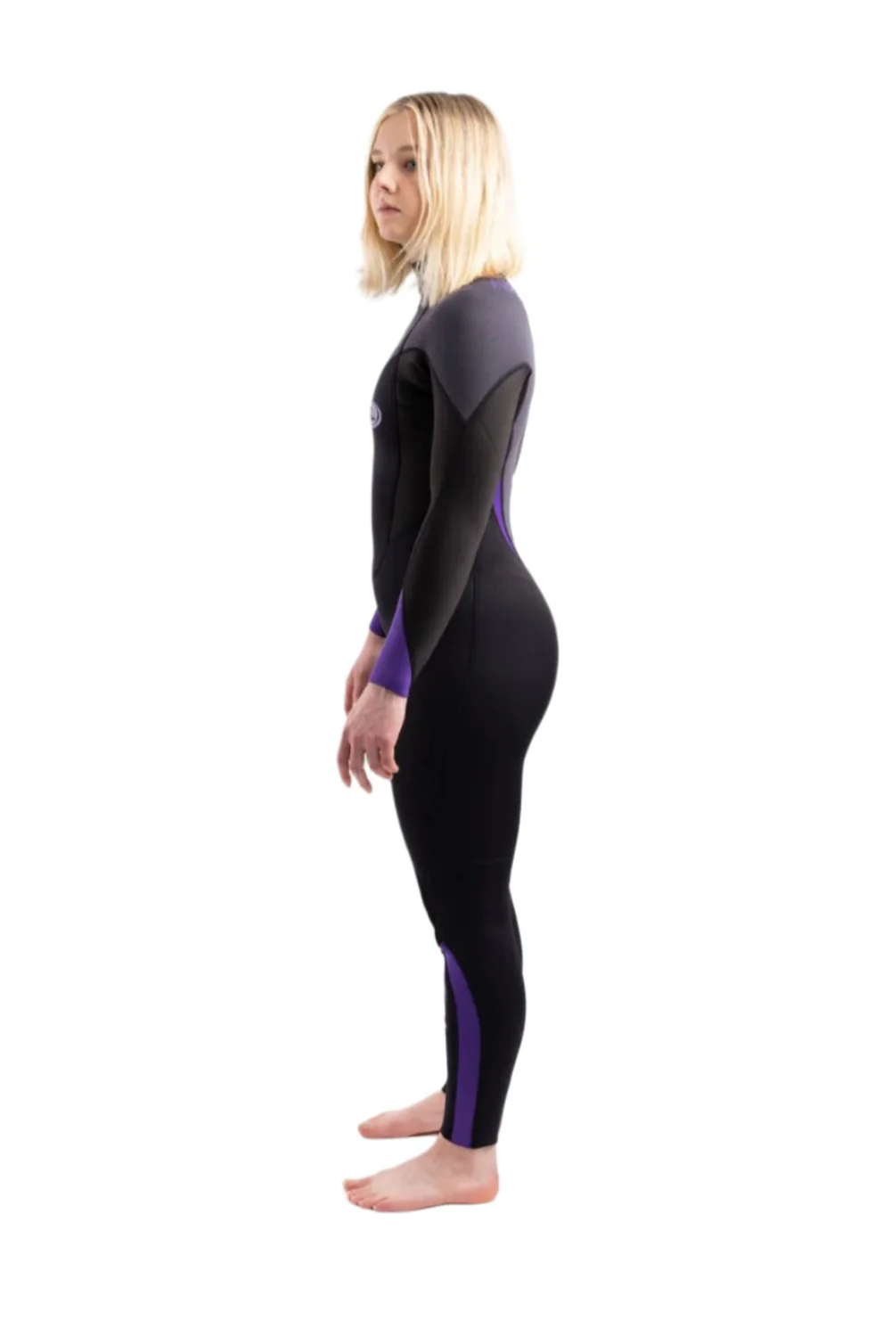 Tiki Tech 3/2mm Womens Wetsuit Back Zip Black/Purple - Image 3