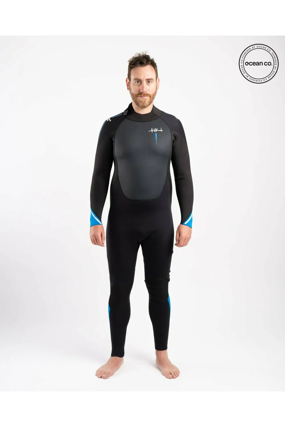Tiki Tech 3/2mm Mens Wetsuit Back Zip Black/Blue - Image 3