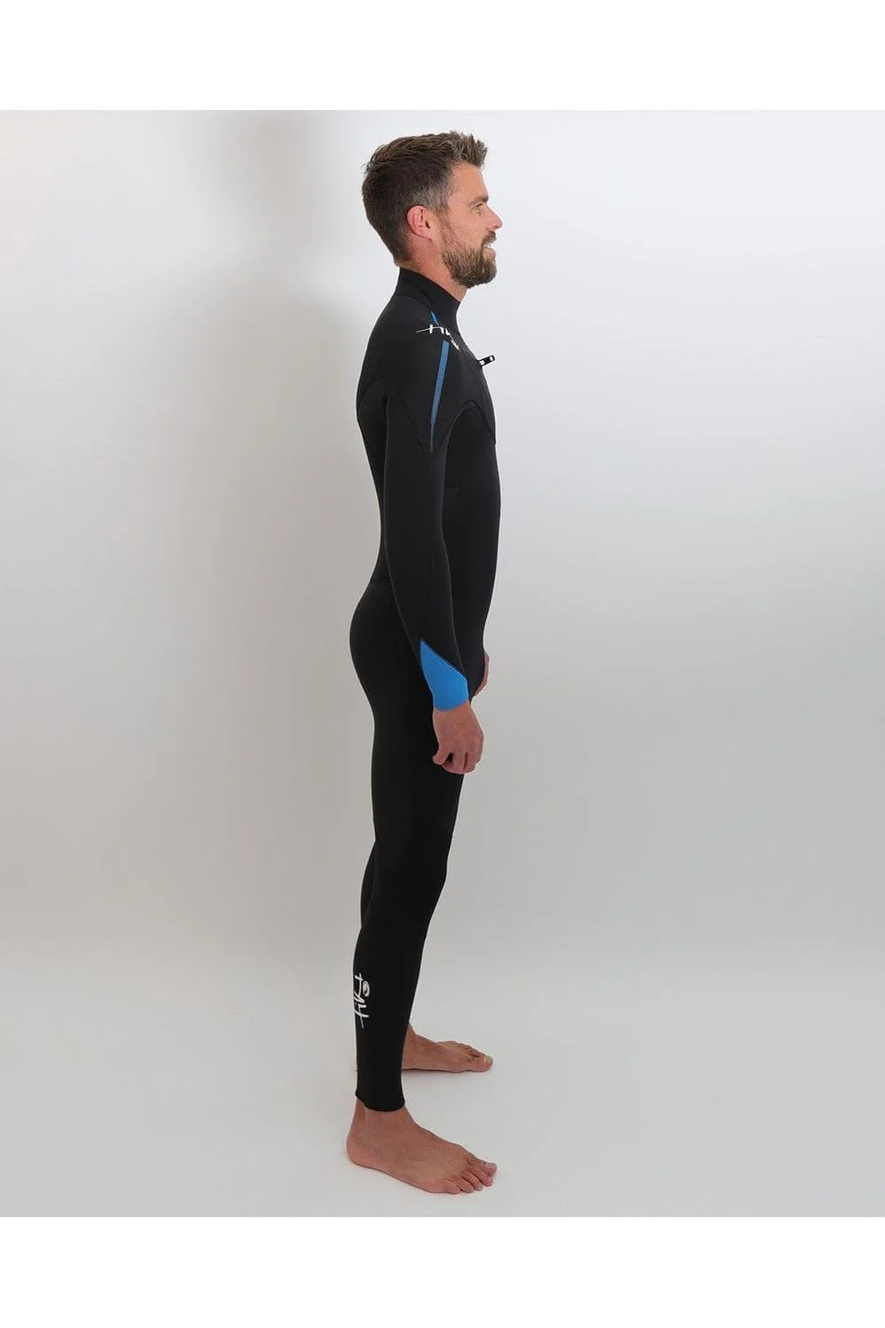Tiki Tech 3/2mm Mens Wetsuit Chest Zip Black/Electric Blue - Image 4