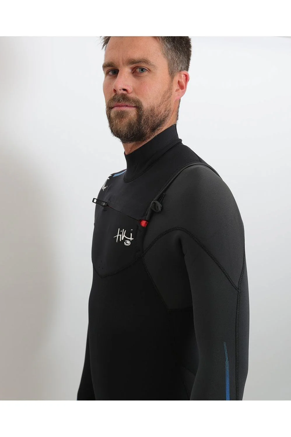 Tiki Tech 3/2mm Mens Wetsuit Chest Zip Black/Electric Blue - Image 8