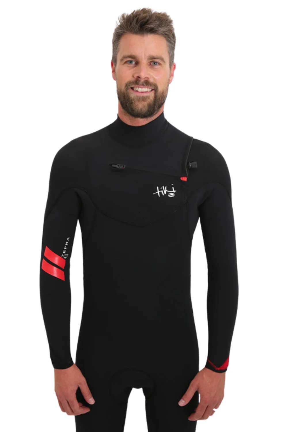Tiki Zepha 2 4/3mm Mens Wetsuit Chest Zip Black - Image 3