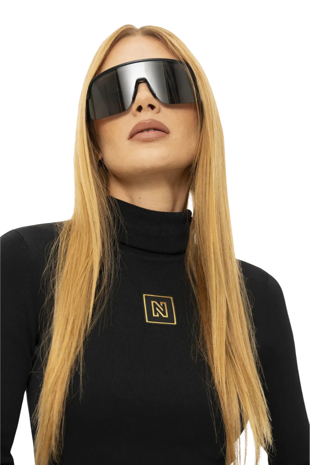Nikkie Noroton Shiny Turtleneck Base Layer Top Black - Image 3
