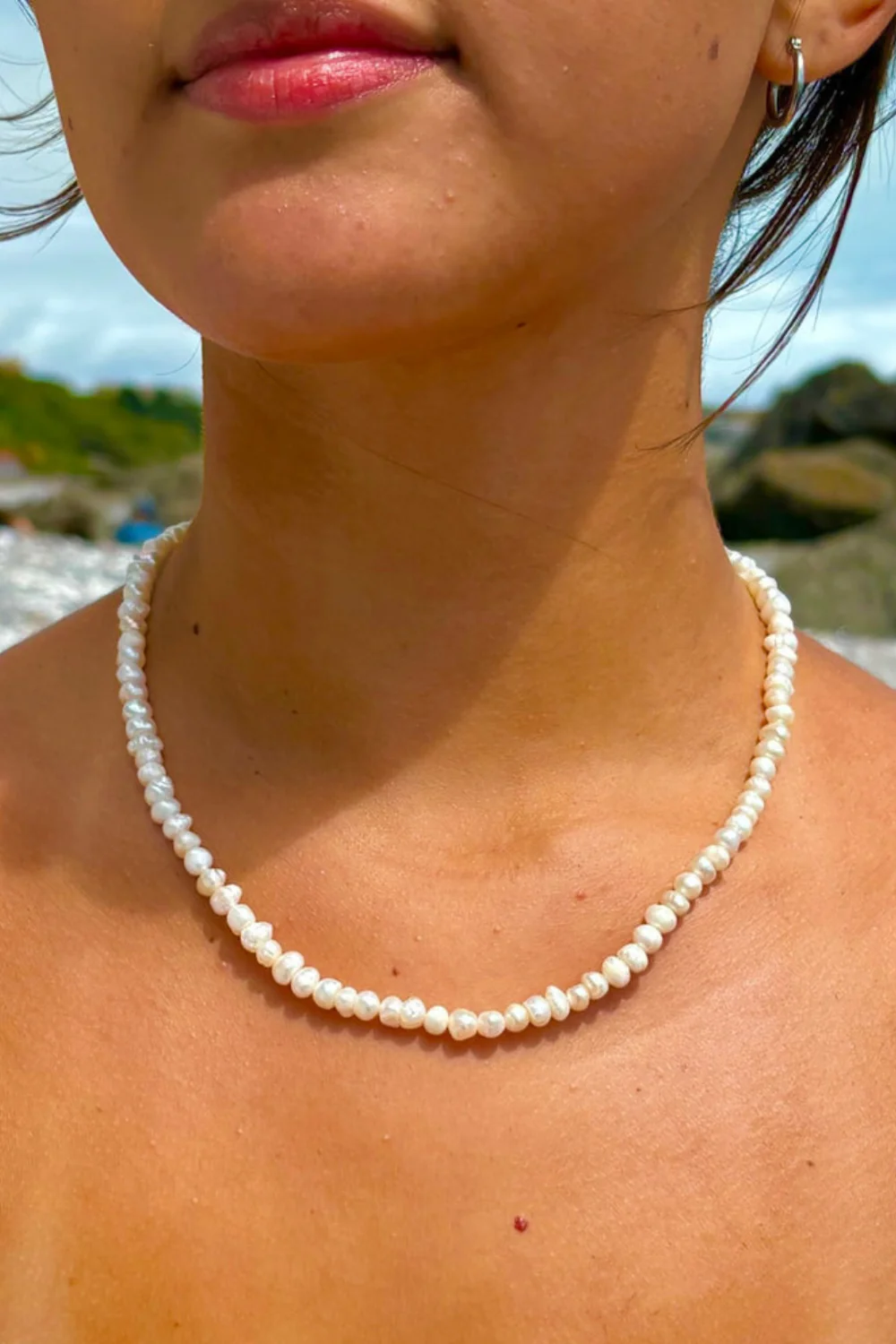 Ocean Jewel Freshwater Pearl Necklace Gold Closure - Image 3