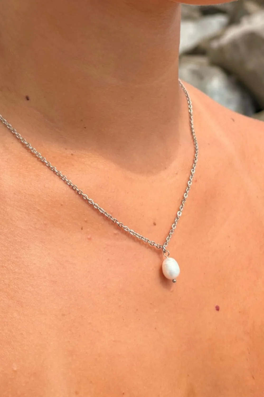 Ocean Jewel Freshwater Pearl Pendant Necklace Silver