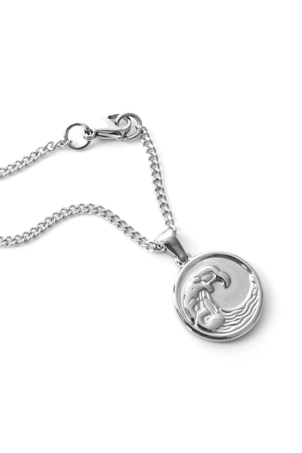 Ocean Jewel Wave Pendant Necklace Silver - Image 4