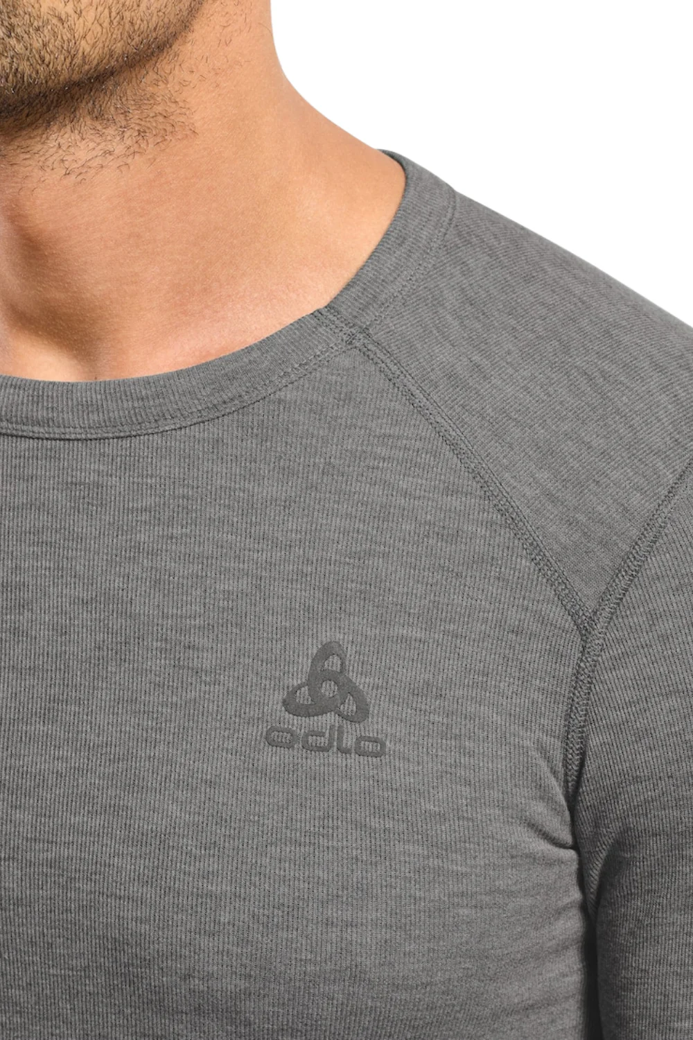 Odlo Active Warm Mens Base Layer Top Steel Grey Melange - Image 3
