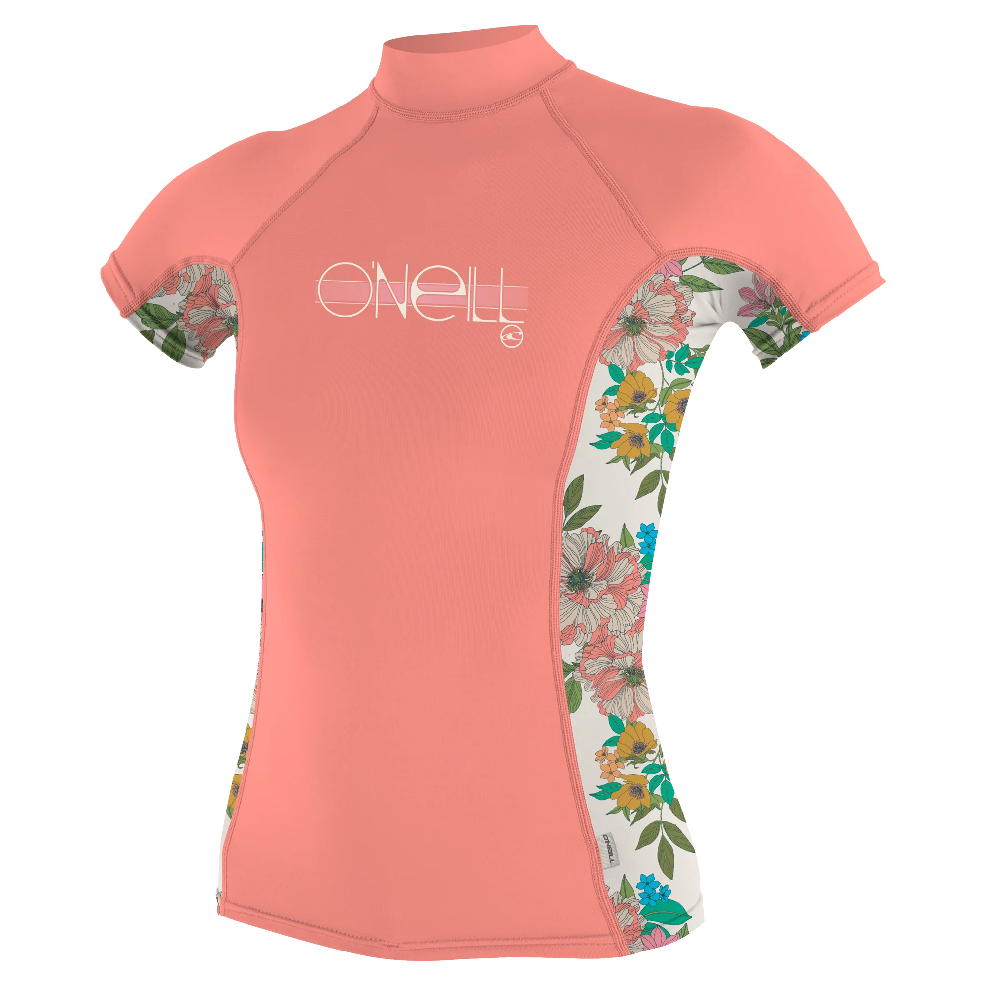 O'Neill Girls Premium Skins Short Sleeve Turtleneck Rash Guard Desert Flower/Cara Floral