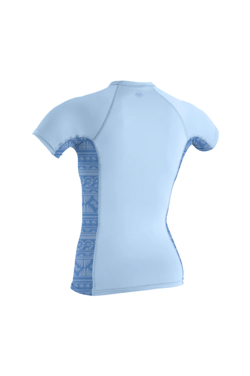 O'Neill Hyperfreak Skins Womens Rash Guard Short Sleeve Chambray Blue/Surf Abstract - Image 2