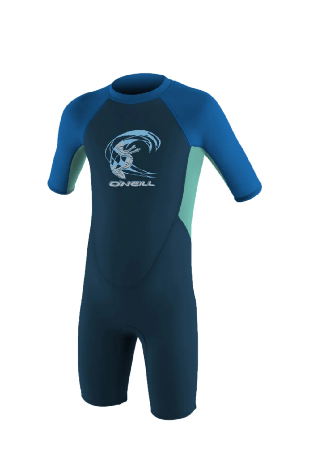 O'Neill Reactor-2 2mm Toddler Spring Wetsuit Back Zip Short Sleeve Slate/Light Aqua/Ocean
