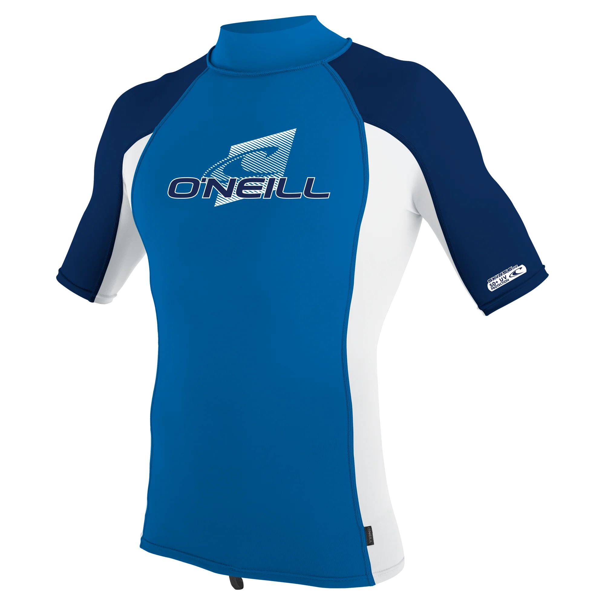 O'Neill Youth Premium Skins Short Sleeve Rash Guard Turtleneck Ocean/White/Navy