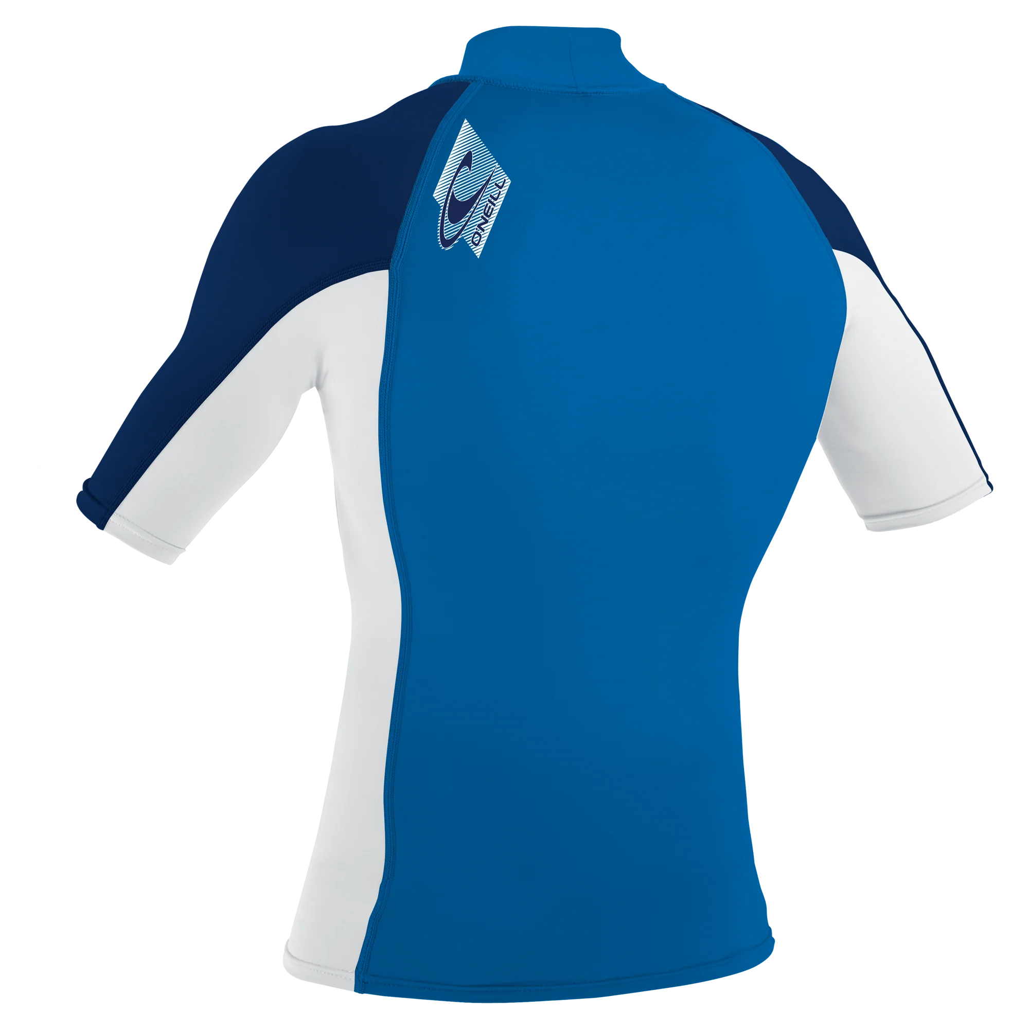 O'Neill Youth Premium Skins Short Sleeve Rash Guard Turtleneck Ocean/White/Navy - Image 2