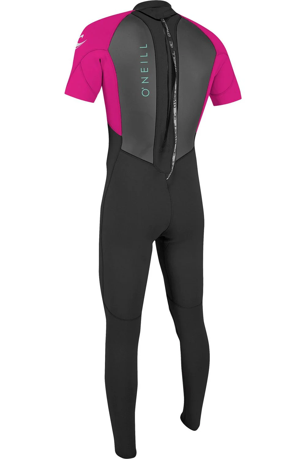 O'Neill Youth Reactor 2mm Wetsuit Back Zip Short Sleeve Black Berry - Image 2