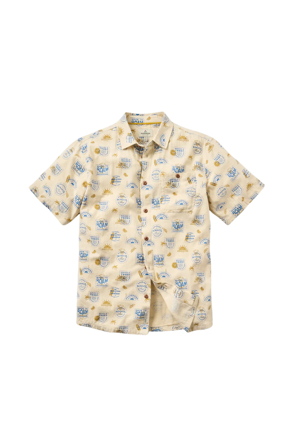 Passenger Chill Textured Mens Short Sleeve Shirt Badge Birch