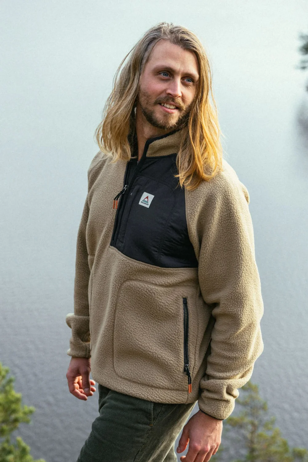 Passenger Offgrid 2.0 1/2 Zip Mens Recycled Sherpa Fleece Biscuit - Image 4