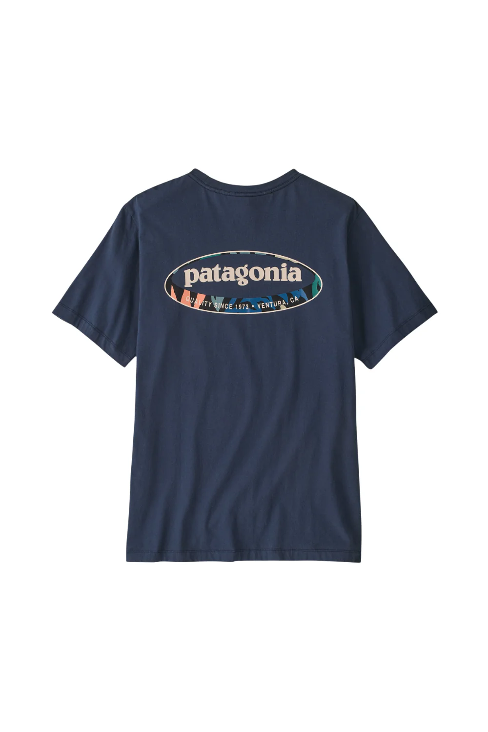 Patagonia 95 Oval Logo Mens T-Shirt New Navy Kaleido