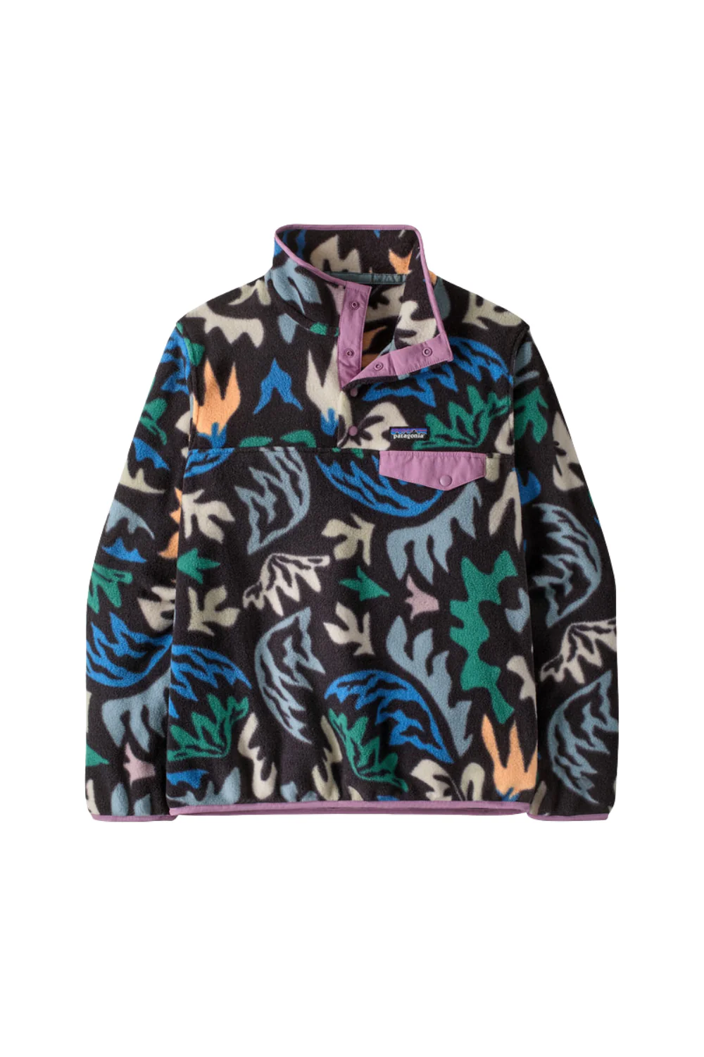 Patagonia Womens Light Weight Synch Snap-T Pull Over Fleece Kaleido Black