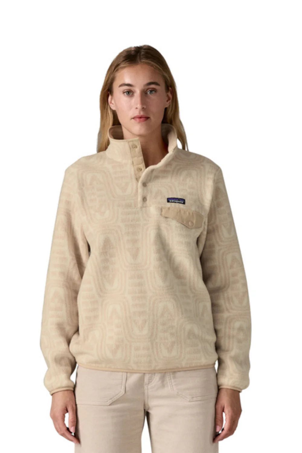 Patagonia Womens Light Weight Synch Snap-T Pullover Flow Dyno White - Image 2