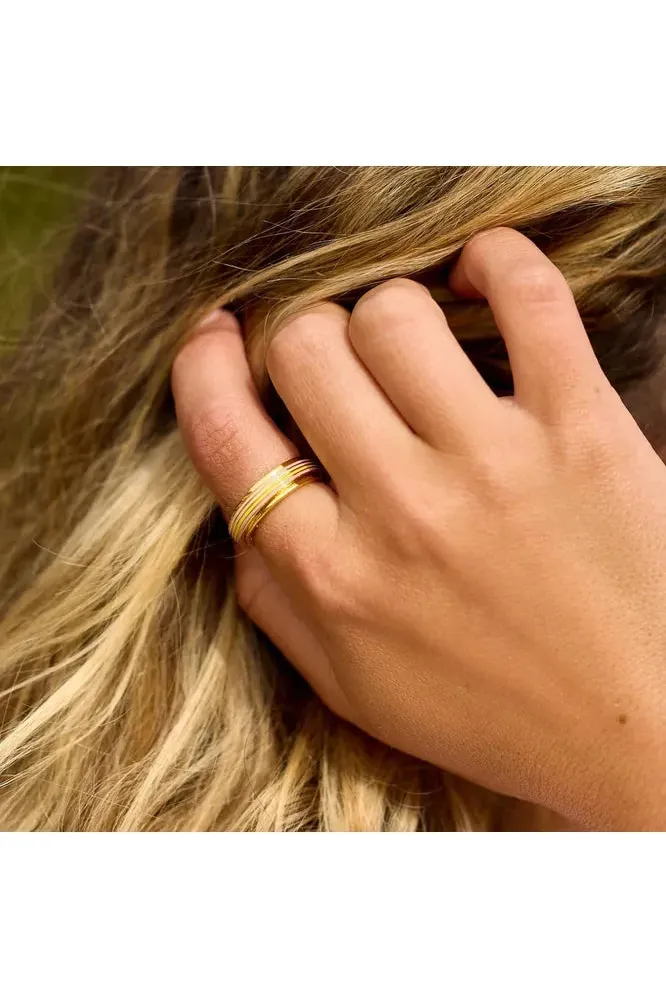Pura Vida Pastel Stripe Fidget Ring Gold - Image 2