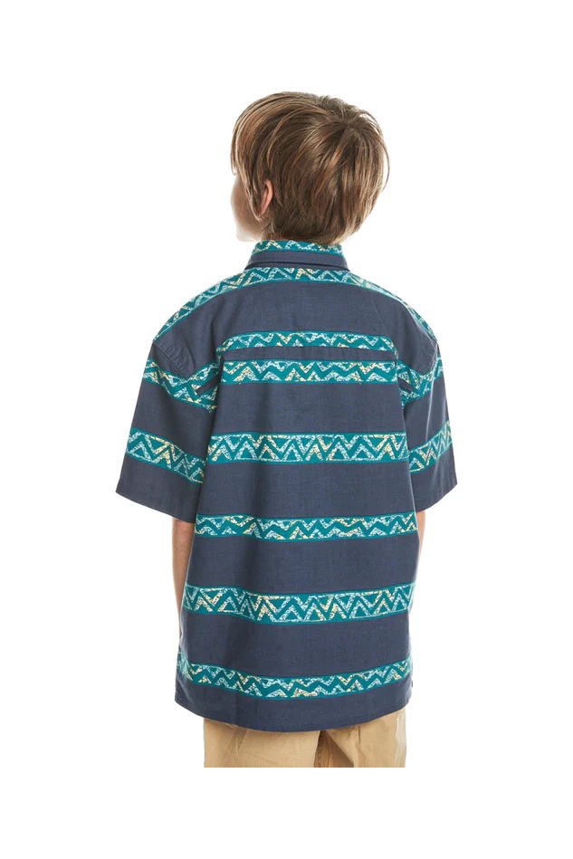 Quiksilver Dalnavert Short Sleeve Shirt Youth Crown Blue Heritage Stripe - Image 2