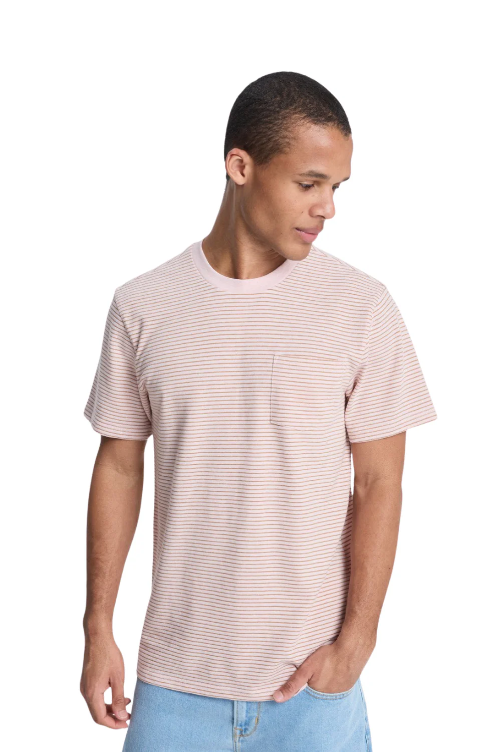 Quiksilver Lopaz Striped Pocket Mens T-Shirt Rose Water Lopaz Stripes