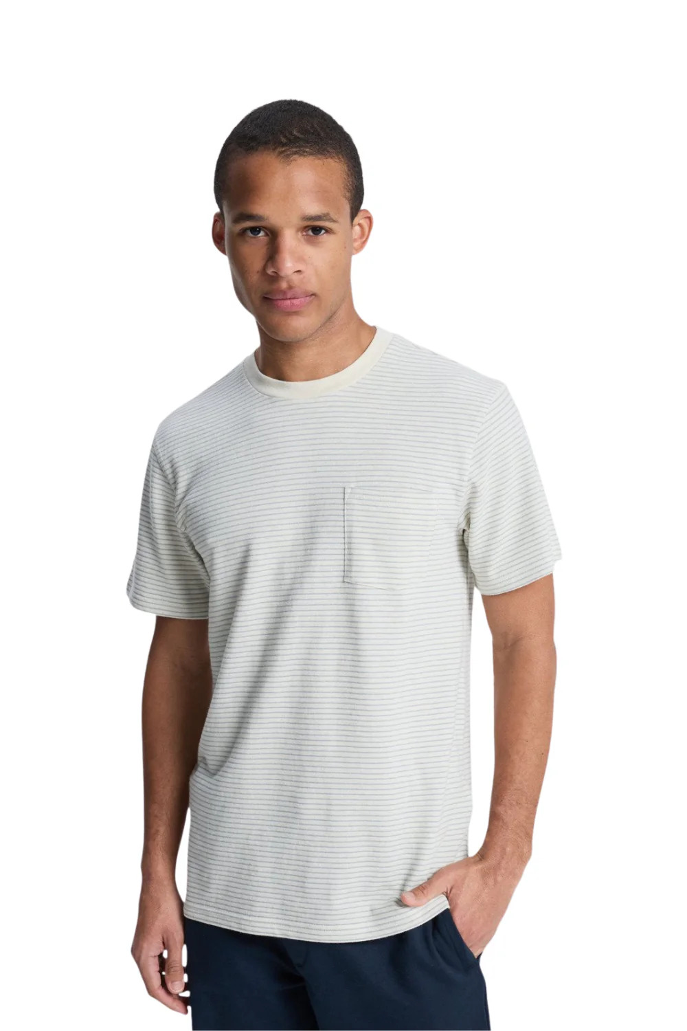 Quiksilver Lopaz Striped Pocket Mens T-Shirt Snow White Lopaz Stripes