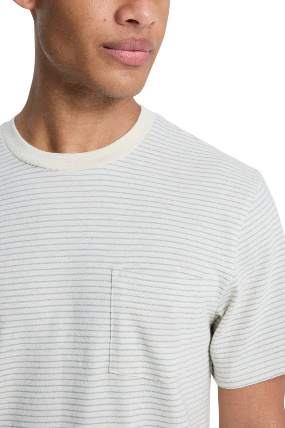 Quiksilver Lopaz Striped Pocket Mens T-Shirt Snow White Lopaz Stripes - Image 4