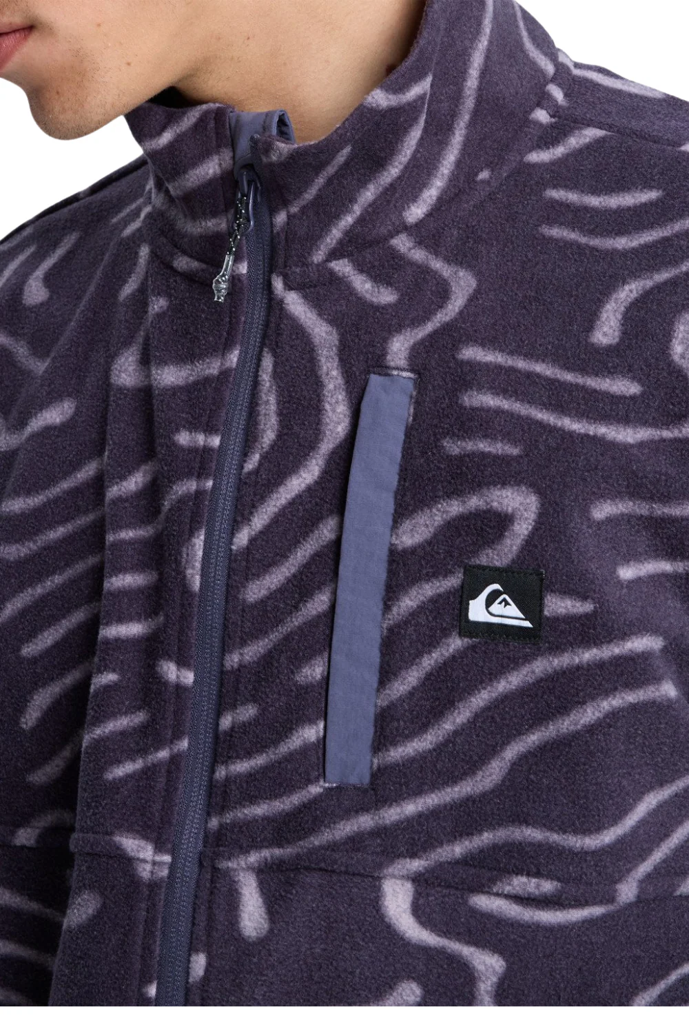 Quiksilver Mens No Destination Full Zip Micro Fleece Graystone Linear Stamp - Image 4