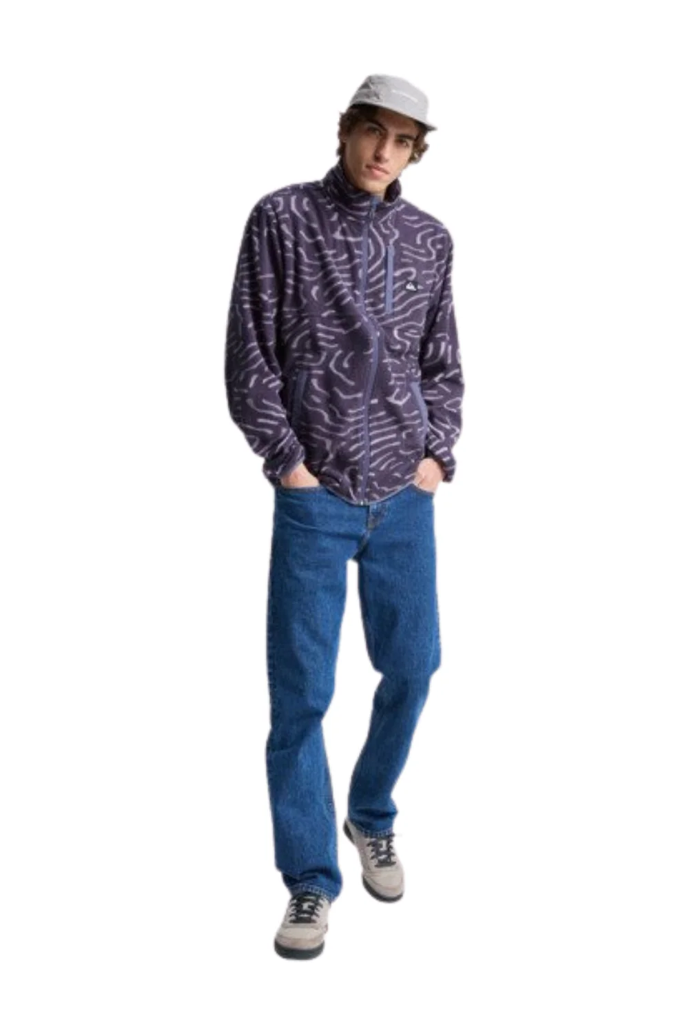 Quiksilver Mens No Destination Full Zip Micro Fleece Graystone Linear Stamp - Image 6