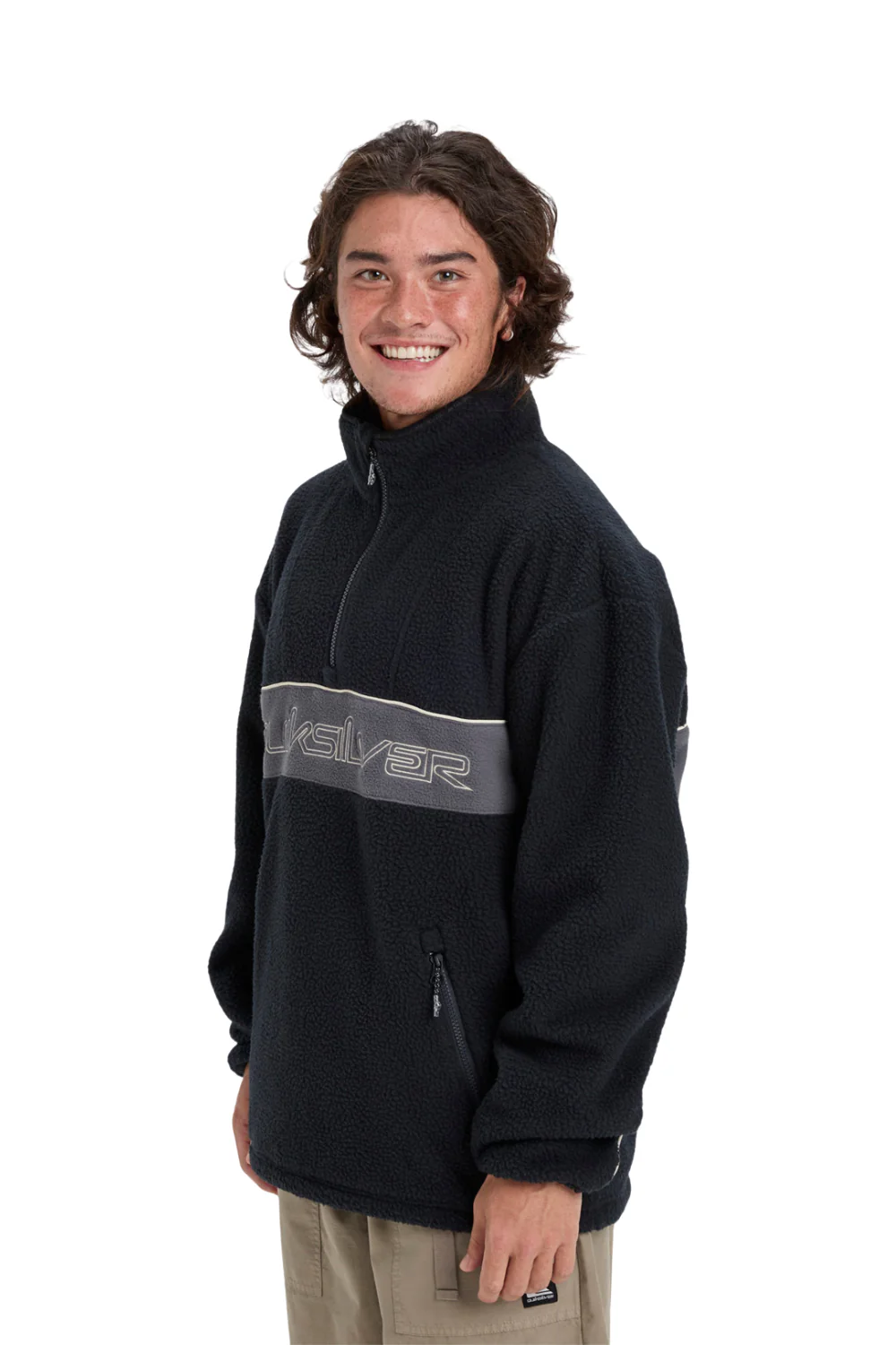 Quiksilver Mens Omni Sherpa Half Zip Technical Fleece Black