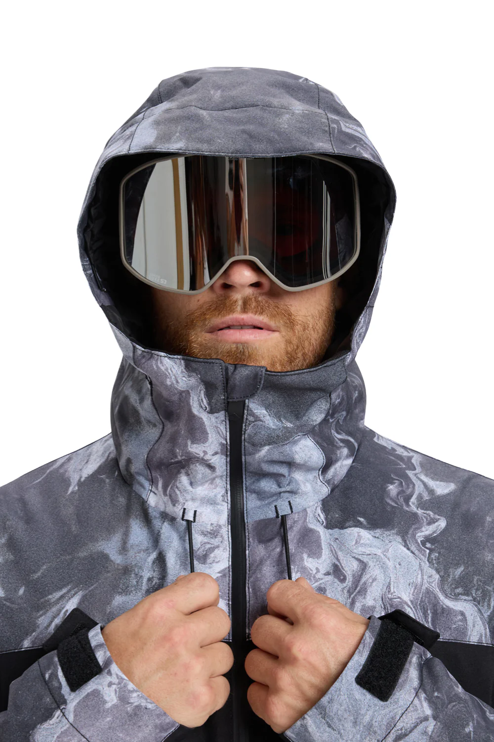 Quiksilver Mens Sycamore Printed Technical Ski and Snowboard Jacket Thermostamp Grayscale - Image 4