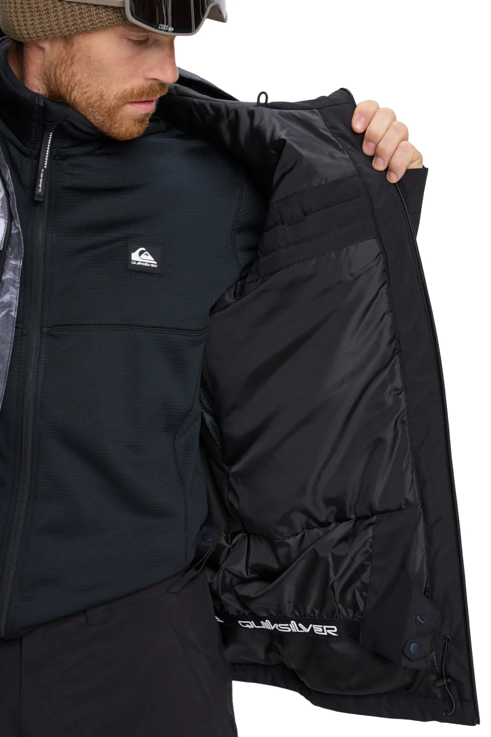 Quiksilver Mens Sycamore Printed Technical Ski and Snowboard Jacket Thermostamp Grayscale - Image 9