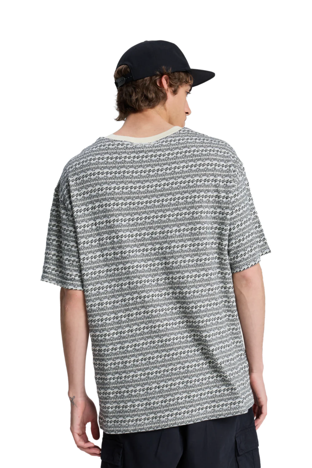 Quiksilver Okano Jacquard Mens T-Shirt Bone White Horizons Horizontal - Image 2