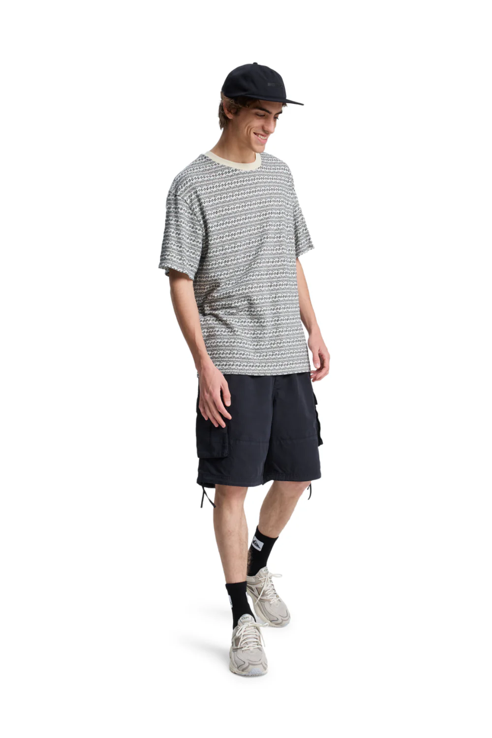 Quiksilver Okano Jacquard Mens T-Shirt Bone White Horizons Horizontal - Image 3