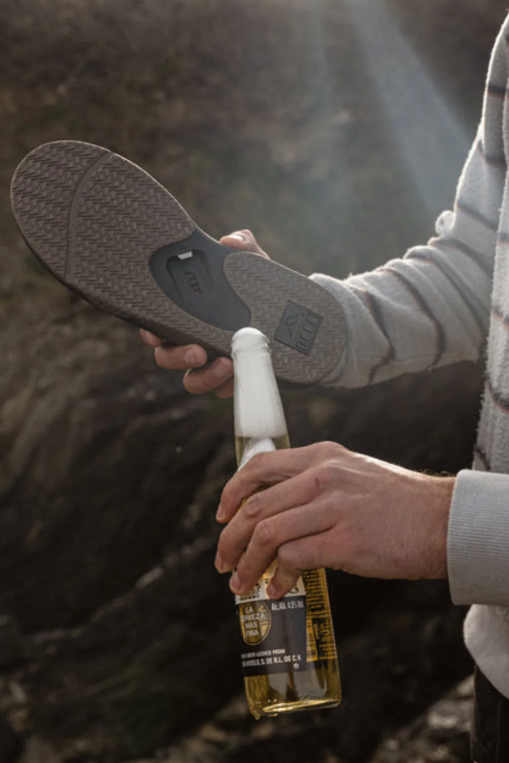 Reef Fanning Mens Flip Flops Black And Tan - Image 5