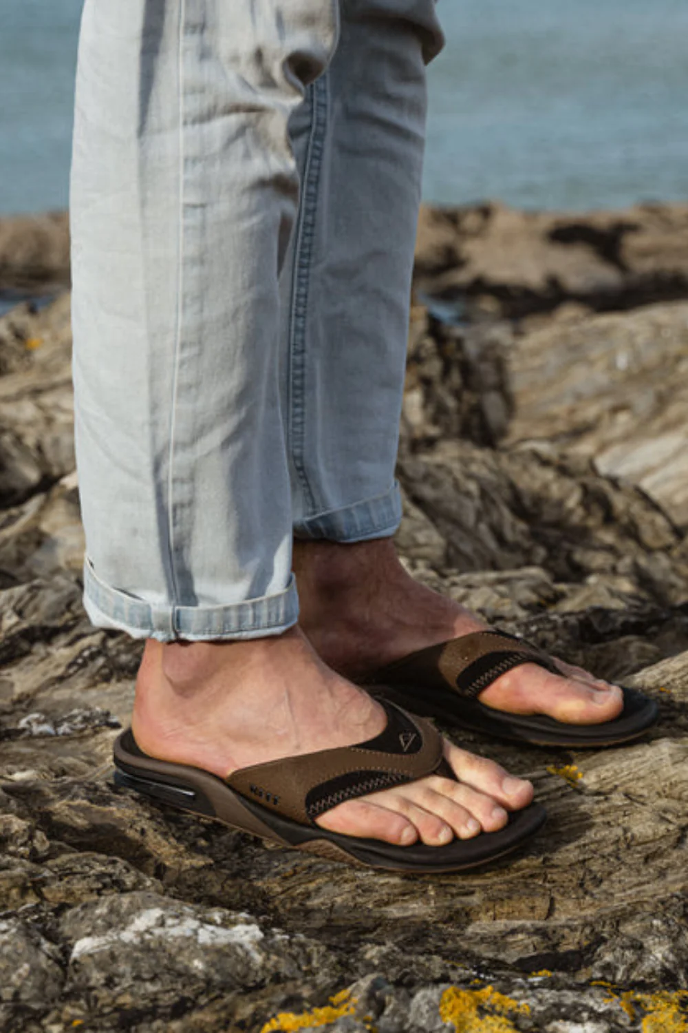 Reef Fanning Mens Flip Flops Black And Tan - Image 6