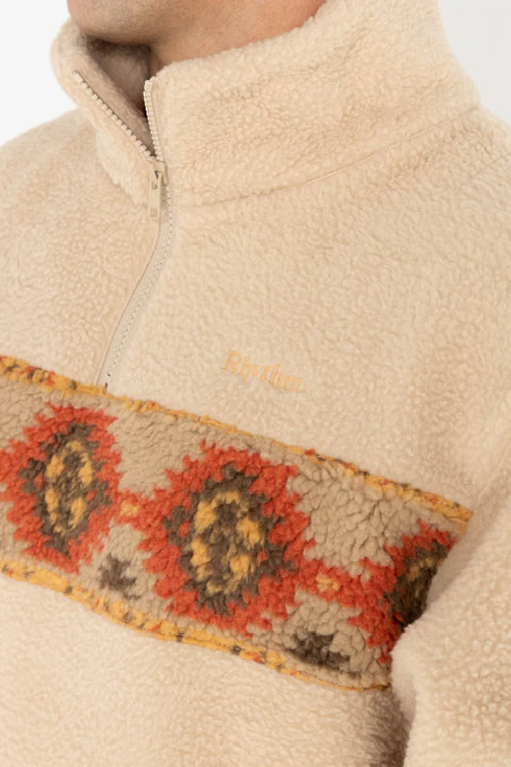 Rhythm Dusty Quarter Zip Fleece Natural - Image 3