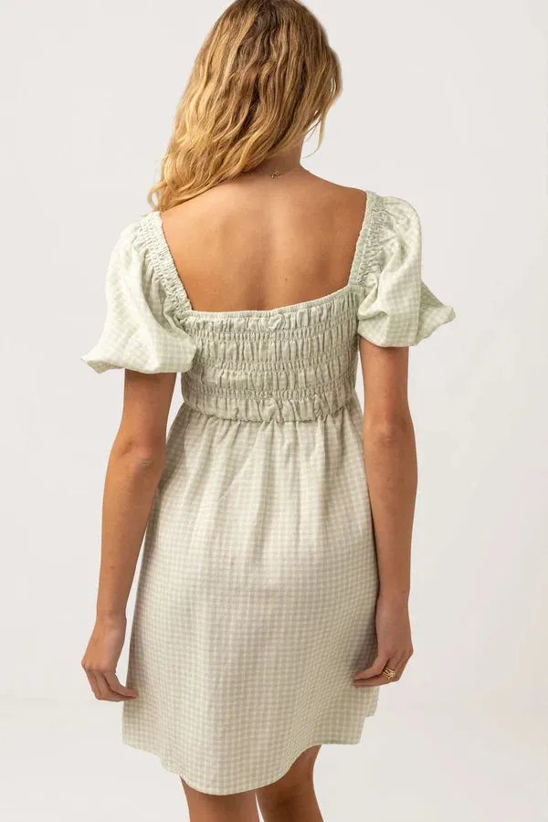 Rhythm Maisy Check Mini Dress Sage - Image 2