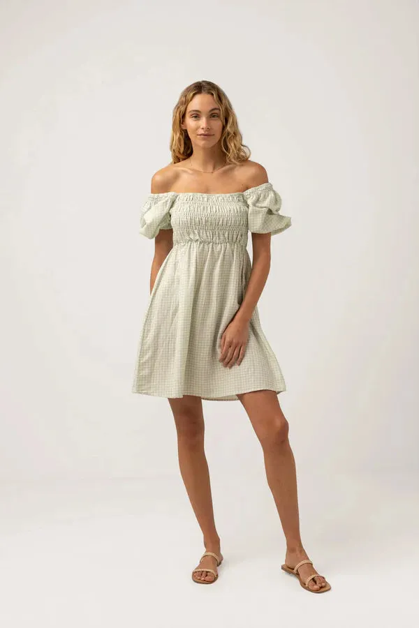 Rhythm Maisy Check Mini Dress Sage - Image 4