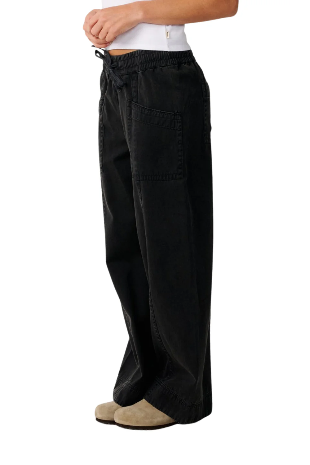 Rip Curl Bossa Nova Womens Twill Wide Leg Trousers Washed Black - Image 3
