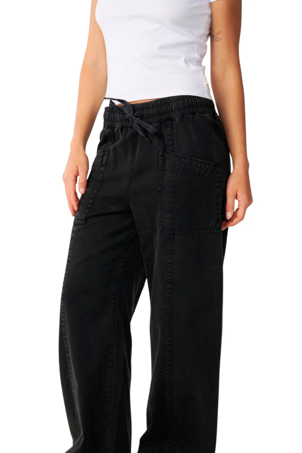 Rip Curl Bossa Nova Womens Twill Wide Leg Trousers Washed Black - Image 4