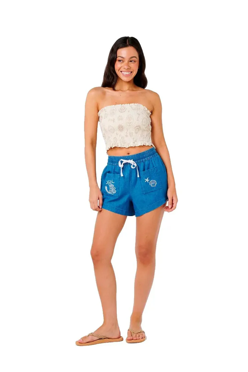 Rip Curl Catalina Islands Chambray Womens Shorts Mid Blue - Image 4