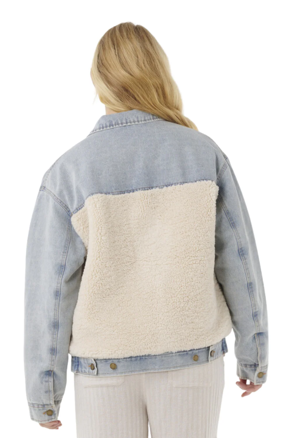 Rip Curl Cruisin Sherpa Denim Jacket Washed Blue - Image 2
