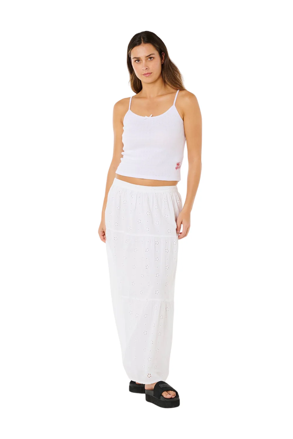 Rip Curl Oasis Broderie Maxi Skirt White - Image 7