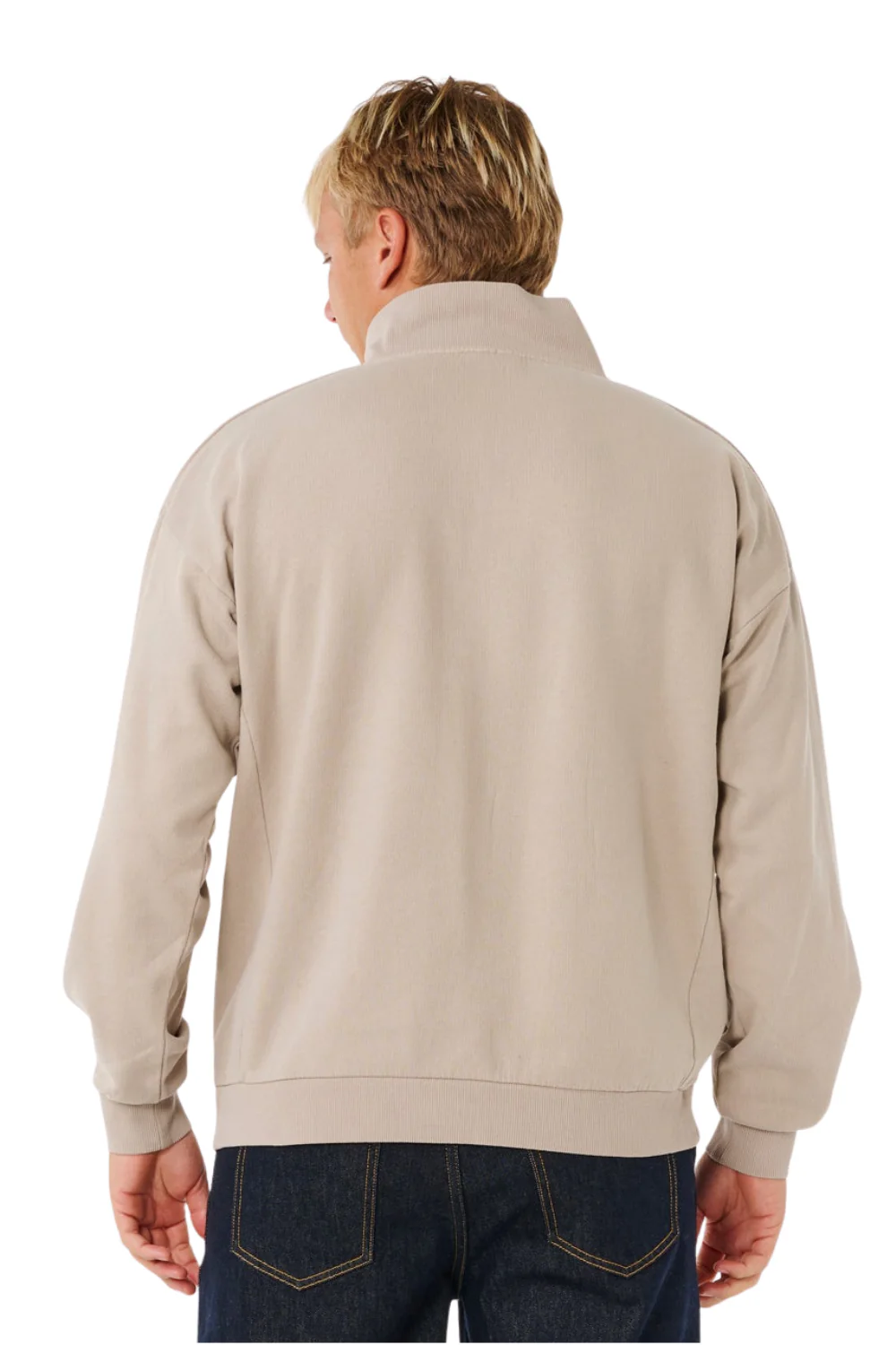 Rip Curl Premium Surf Mens 1/4 Zip Crew Stone - Image 3